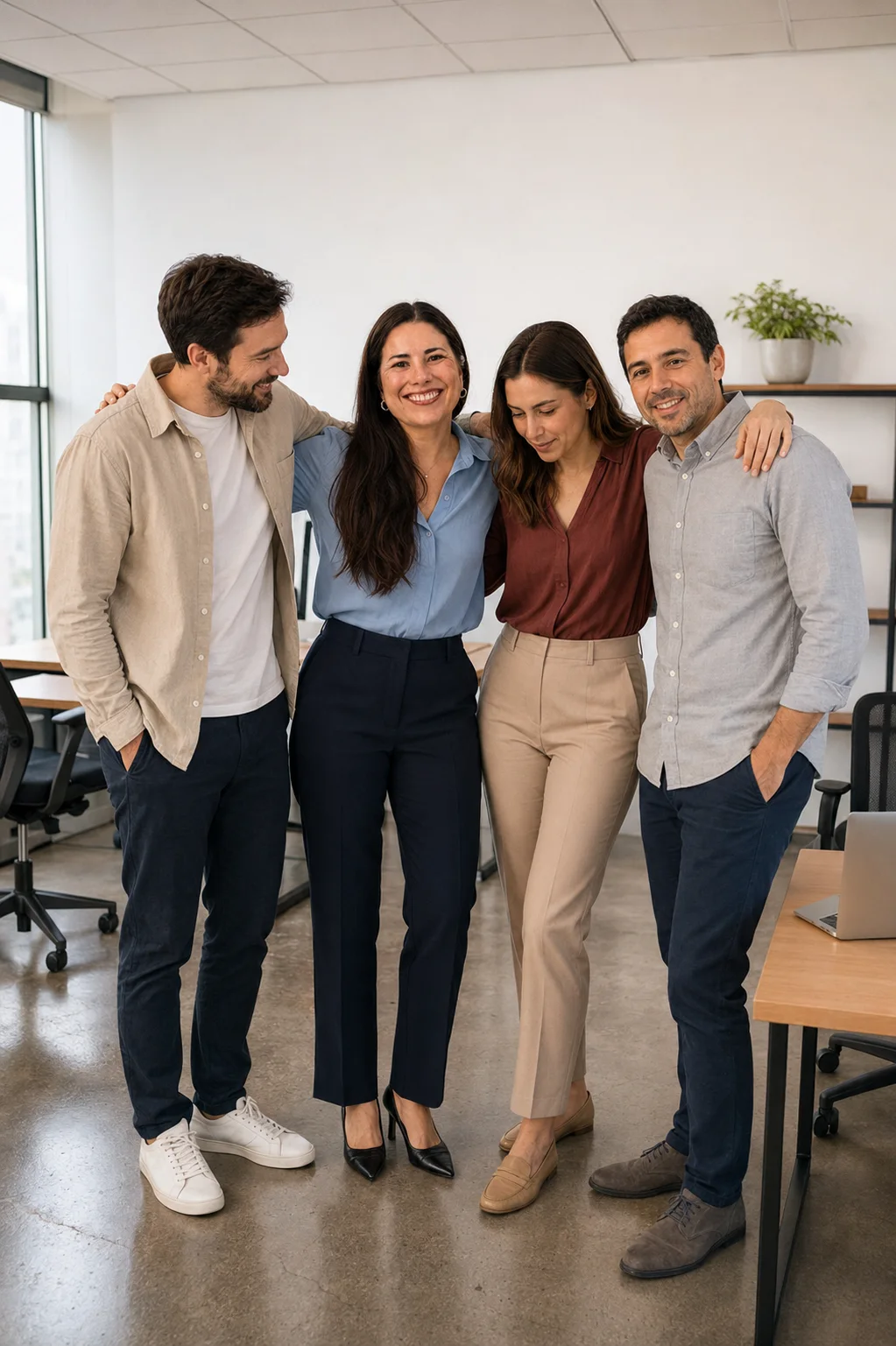Equipo joven de IM reunido en su espacio de trabajo